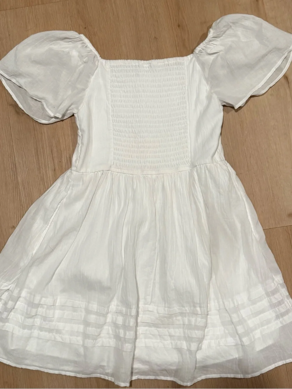 abercrombie kids Girls White Pintuck Puff Sleeve Mini Dress Size 13/14 XL